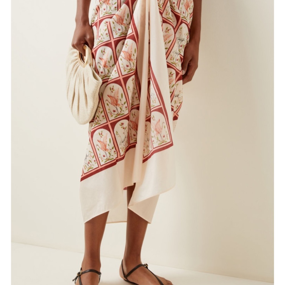 Agua by Agua Bendita Asymmetrical Cream and Red Skirt